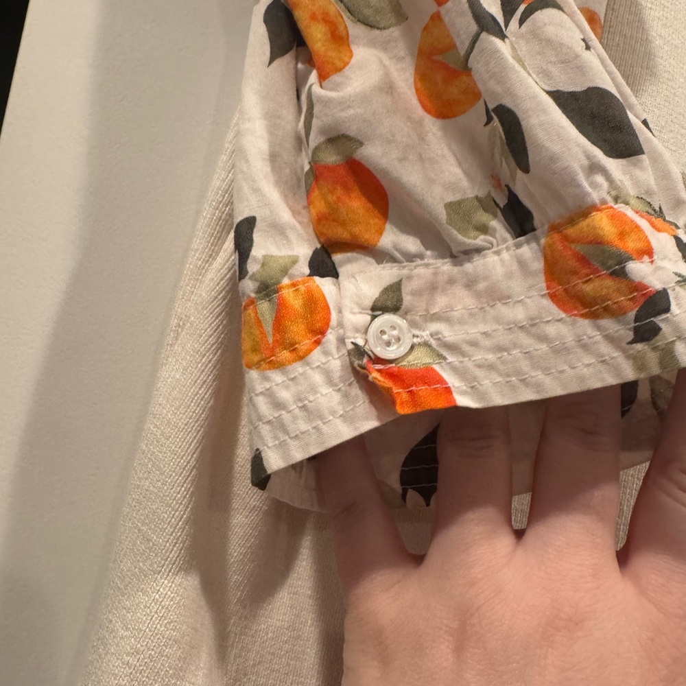 Cream Puff-Sleeve Top with Orange Blossom Print - Picture 5 of 7
